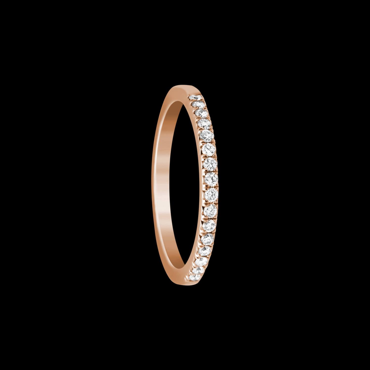 Custom 18kt pink gold half eternity wedding band with diamonds. FRIDA | Fine Jewellery.