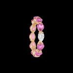 Custom 18kt pink gold ring with pear-shaped pink sapphires and single diamond. FRIDA | Fine Jewellery.