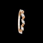 Custom 18kt pink gold vine wedding band ring with marquise diamonds and peach sapphires. FRIDA | Fine Jewellery.
