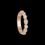Custom 18kt pink gold wide vintage-inspired wedding band ring with diamonds. FRIDA | Fine Jewellery.