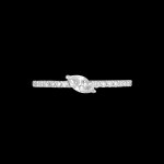 Custom 18kt white gold band ring with a marquise diamond centre and round diamonds. Front. FRIDA | Fine Jewellery.