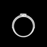 Custom 18kt white gold band ring with a marquise diamond centre and round diamonds. Profile. FRIDA | Fine Jewellery.