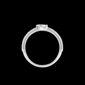 Custom 18kt white gold band ring with a marquise diamond centre and round diamonds. Profile. FRIDA | Fine Jewellery.