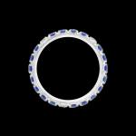 Custom 18kt white gold band ring with diamonds and blue sapphires set in black rhodium. Profile. FRIDA Fine Jewellery