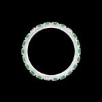 Custom 18kt white gold band ring with diamonds and emeralds set in black rhodium. Profile. FRIDA Fine Jewellery.