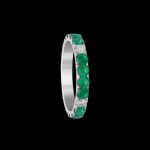 Custom 18kt white gold band with diamonds and emeralds set in black rhodium. FRIDA Fine Jewellery.