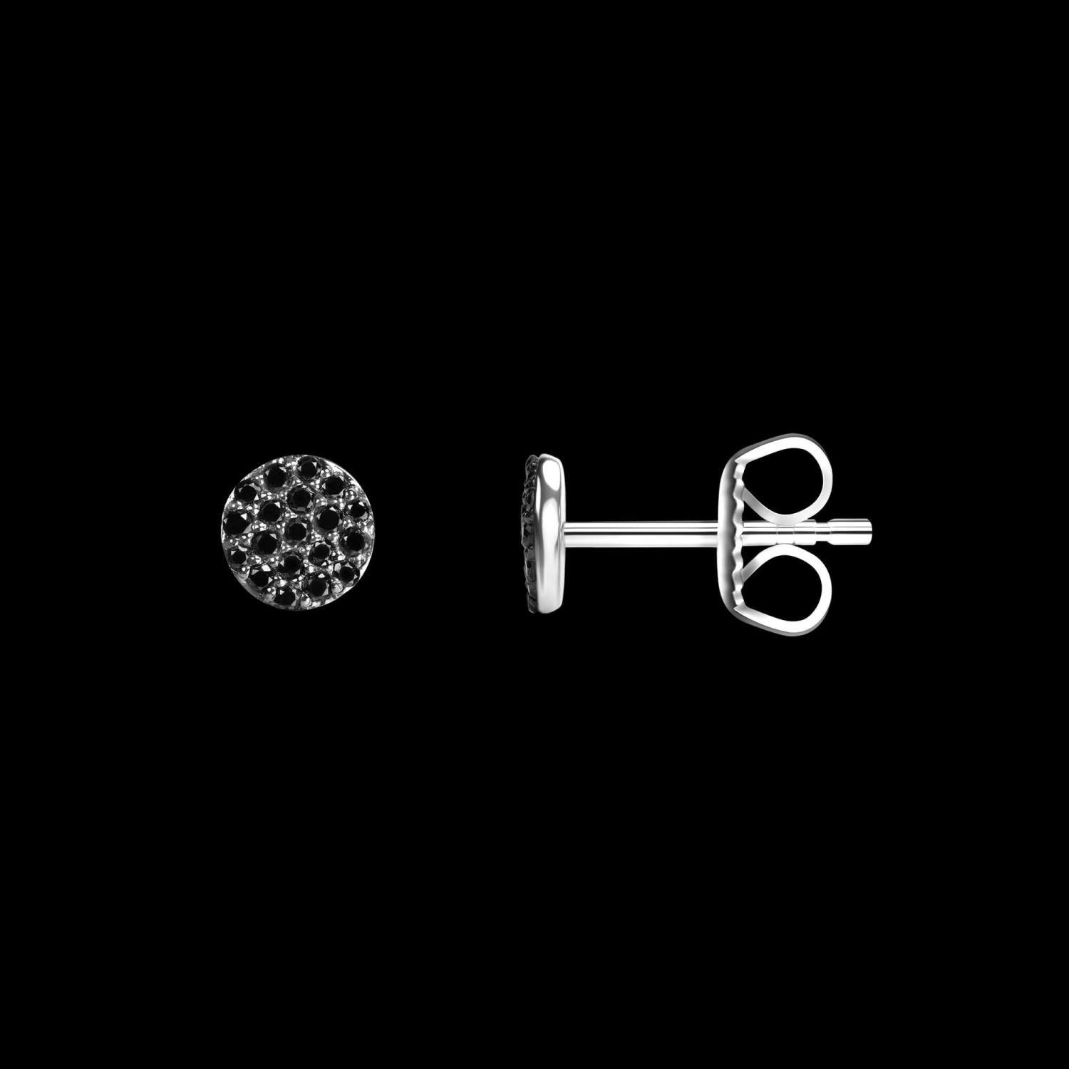 Custom 18kt white gold cluster stud earrings with black diamonds. FRIDA | Fine Jewellery.
