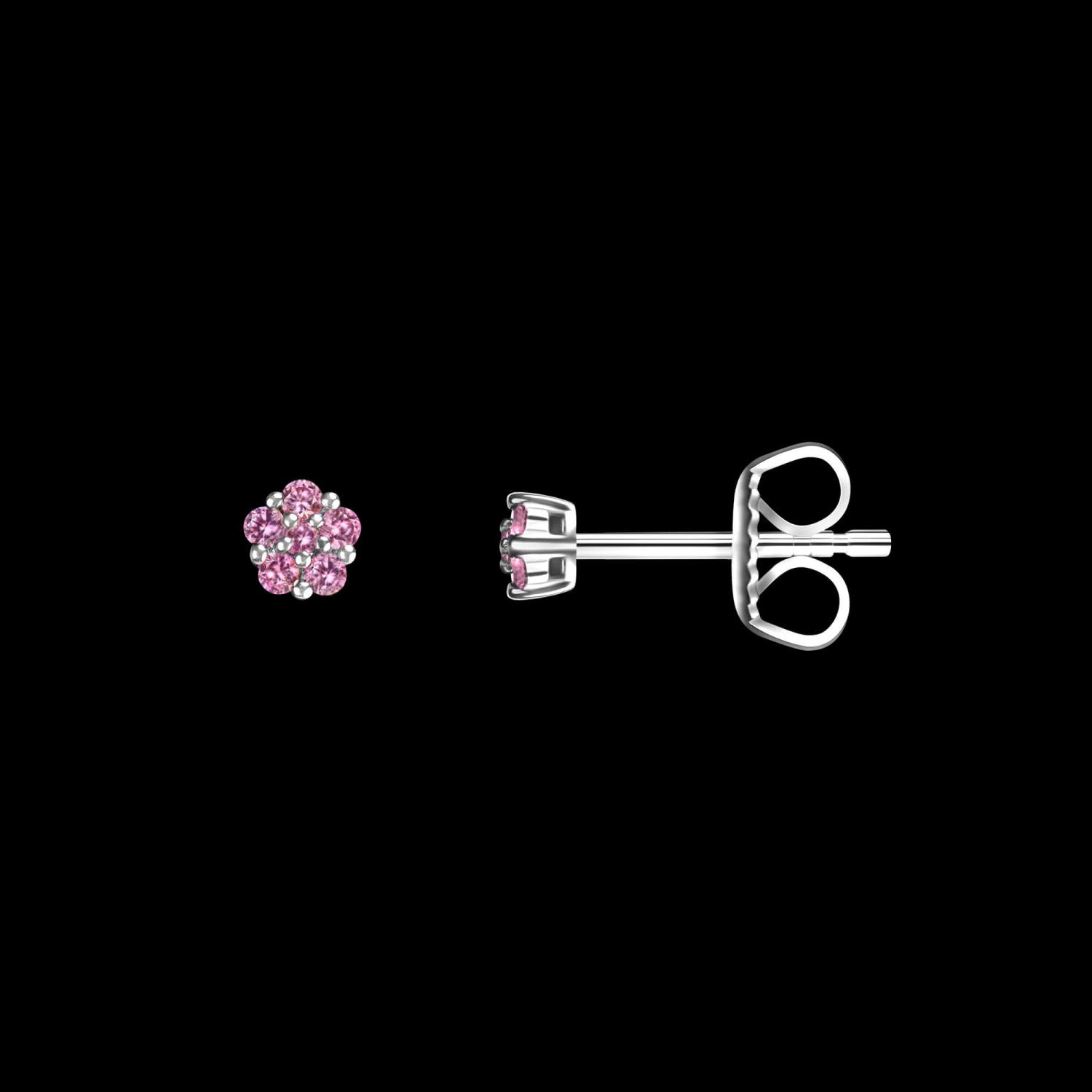 Custom 18kt white gold cluster stud earrings with pink sapphires. FRIDA | Fine Jewellery.