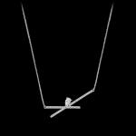 Custom 18kt white gold cross bar necklace with diamonds. FRIDA | Fine Jewellery.