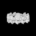 Custom 18kt white gold double band ring with round and marquise diamonds. FRIDA | Fine Jewellery.
