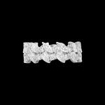 Custom 18kt white gold double band ring with round and marquise diamonds. Front. FRIDA | Fine Jewellery.