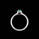 Custom 18kt white gold engagement ring with a pear-shaped emerald and diamond halo. Profile | Classic Engagement. FRIDA | Fine Jewellery.