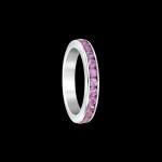 Custom 18kt white gold eternity wedding band ring with pink sapphires. FRIDA | Fine Jewellery.