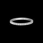 Custom 18kt white gold half eternity wedding band with diamonds. Front. FRIDA | Fine Jewellery.