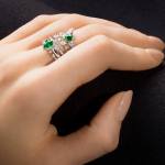Custom 18kt white gold stacking rings with emeralds and diamonds. Perspective stack. FRIDA | Fine Jewellery