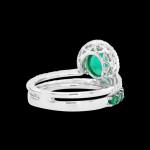 Custom 18kt white gold with black rhodium ring with an emerald cabochon and diamonds. Back. FRIDA | Fine Jewellery
