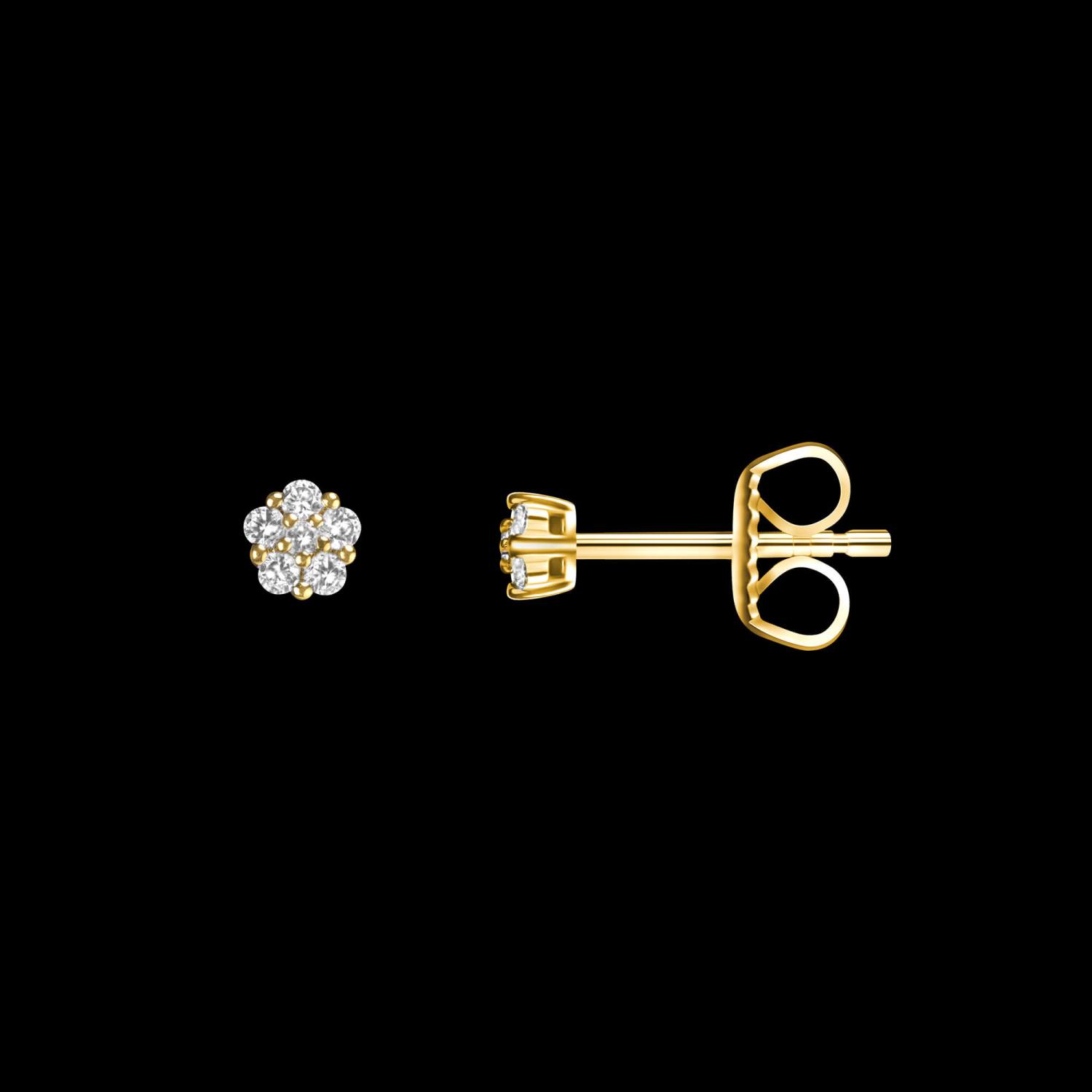 Custom 18kt yellow gold cluster stud earrings with diamonds. FRIDA | Fine Jewellery.