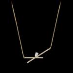 Custom 18kt yellow gold cross bar necklace with diamonds. FRIDA | Fine Jewellery.