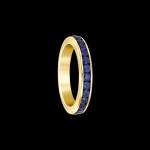 Custom 18kt yellow gold eternity wedding band ring with blue sapphires. FRIDA | Fine Jewellery.