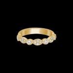 Custom 18kt yellow gold wide vintage-inspired wedding band ring with diamonds. Front. FRIDA | Fine Jewellery.