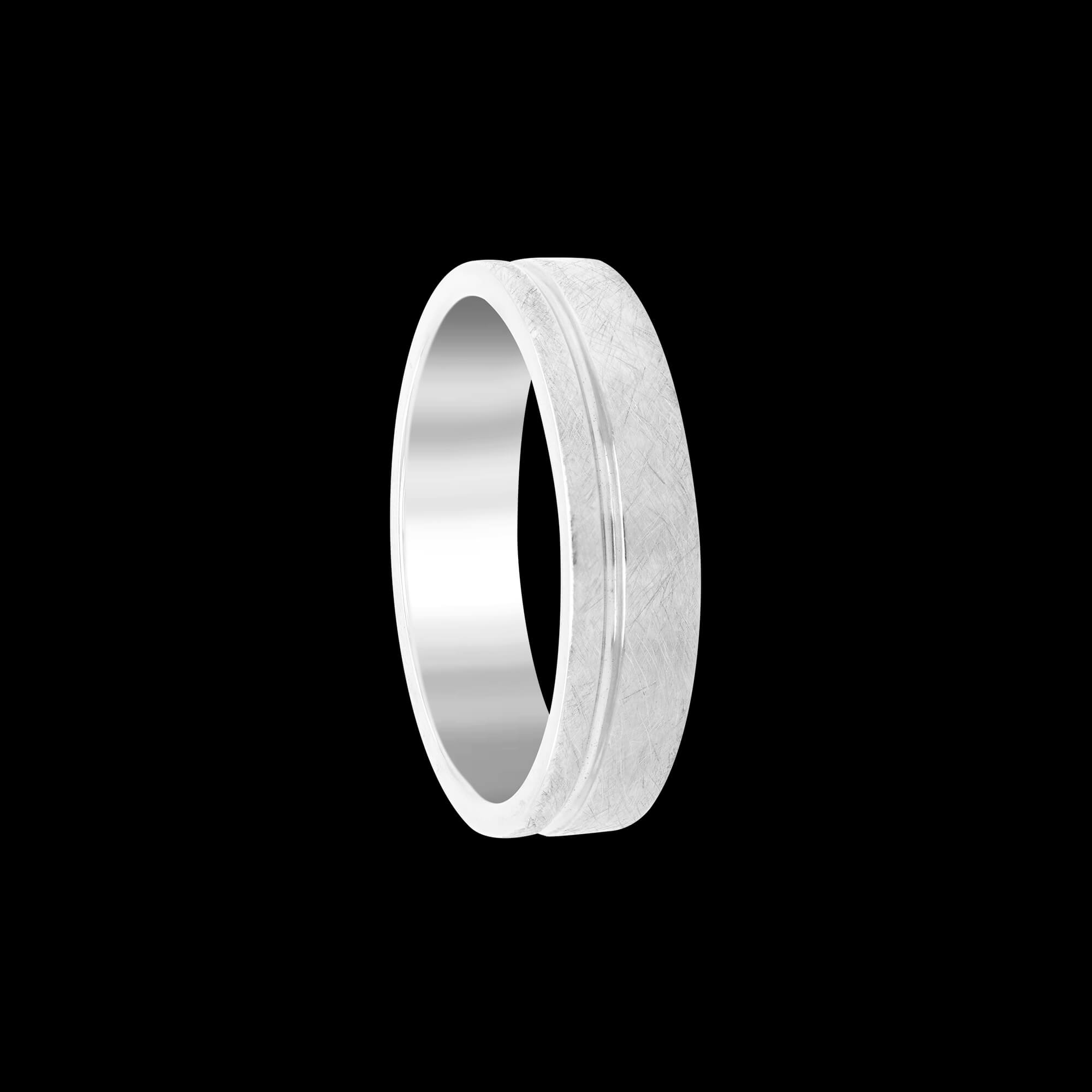 Custom hand-textured 18kt white gold 7mm men's wedding band | Engagement. FRIDA | Fine Jewellery.