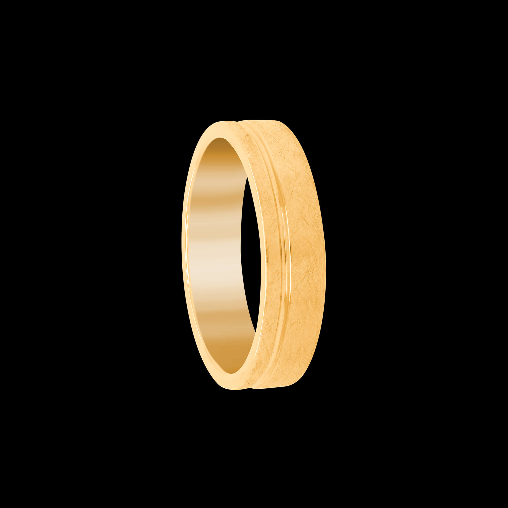 Custom hand-textured 18kt yellow gold 7mm men's wedding band | Engagement. FRIDA | Fine Jewellery.