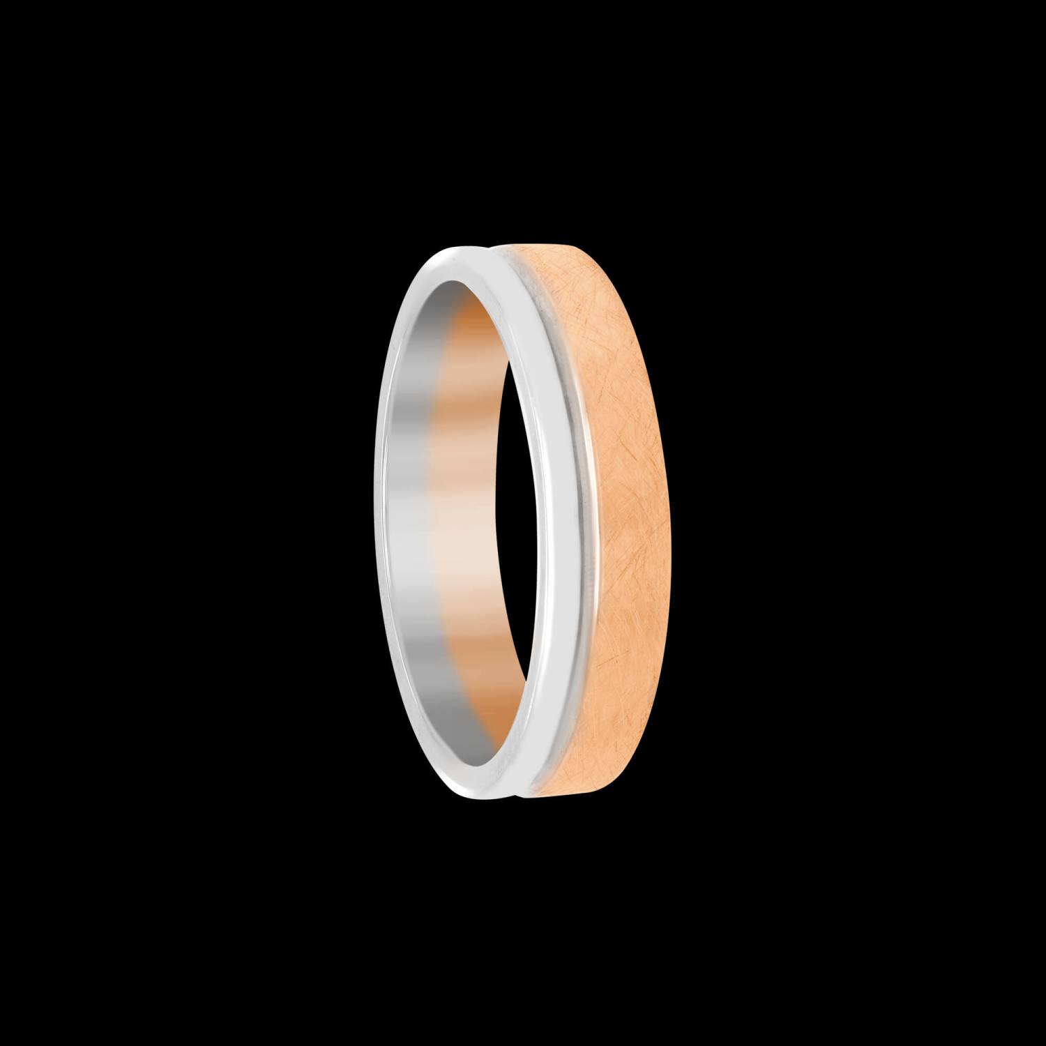 Custom polished and hand-textured 18kt pink and white gold 7mm men's wedding band | Engagement. FRIDA | Fine Jewellery.