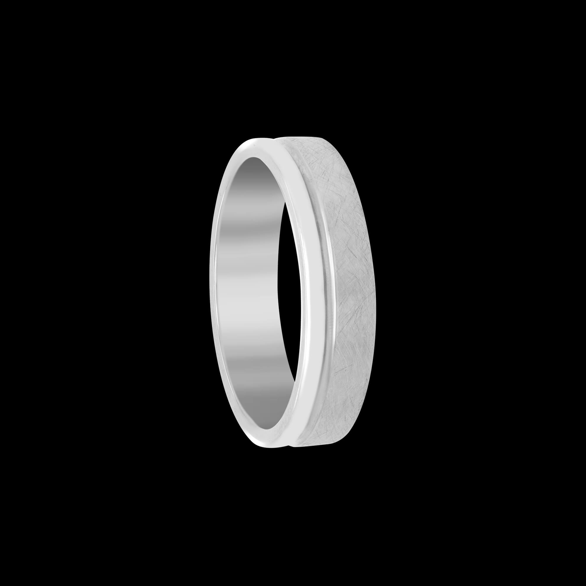Custom polished and hand-textured 18kt white gold 7mm men's wedding band | Engagement. FRIDA | Fine Jewellery.