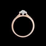 Custom 18kt pink gold halo engagement ring with a marquise diamond with a diamond halo and shank. Profile | Classic. FRIDA | Fine Jewellery.