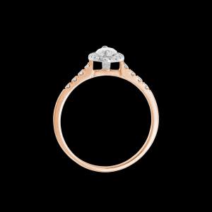 Custom 18kt pink gold halo engagement ring with a marquise diamond with a diamond halo and shank. Profile | Classic. FRIDA | Fine Jewellery.