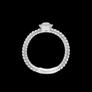 Custom 18kt white gold diamond halo engagement ring with a cable shank. Profile | Classic. FRIDA | Fine Jewellery.
