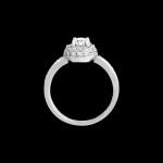 Custom 18kt white gold engagement ring with a round diamond double halo. Profile | Classic. FRIDA | Fine Jewellery.