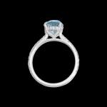 Custom 18kt white gold solitaire engagement ring with a four eagle claw set rare natural blue-grey sapphire accented by brilliant-cut diamonds. Profile | Classic. FRIDA | Fine Jewellery.