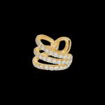Custom 18kt yellow gold ear cuff featuring pavé-set brilliant-cut diamonds with a clip-on clasp. Open. FRIDA | Fine Jewellery.