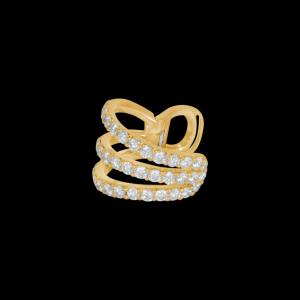 Custom 18kt yellow gold ear cuff featuring pavé-set brilliant-cut diamonds with a clip-on clasp. Open. FRIDA | Fine Jewellery.