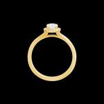 Custom 18kt yellow gold halo engagement ring with a round diamond. Profile| Classic. FRIDA | Fine Jewellery.
