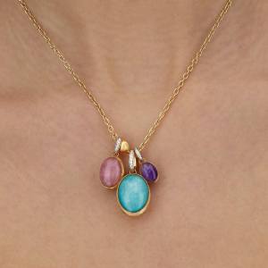 18kt yellow gold Nanis charm boules with coloured gemstones and diamonds. Combo 2 | Italian Brand. FRIDA | Fine Jewellery.