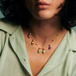 18kt yellow gold Nanis charm boules with coloured gemstones and diamonds. Necklace | Italian Brand. FRIDA | Fine Jewellery.