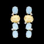 18kt yellow gold dangle Ipanema Nanis earrings with aquamarine and diamonds | Italian Brand. FRIDA | Fine Jewellery.
