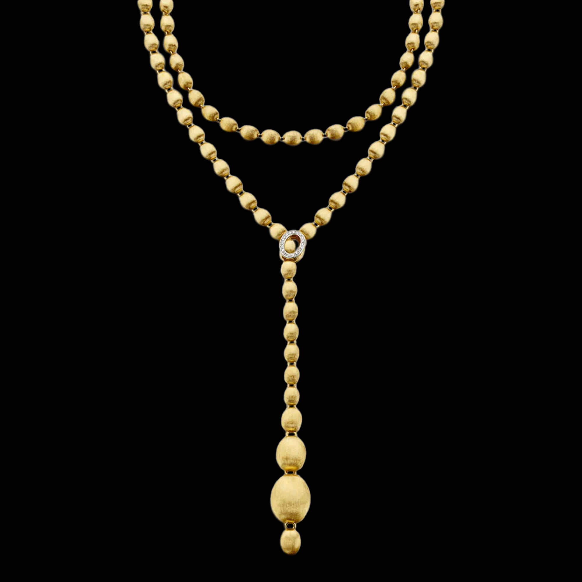 18kt yellow gold large convertible Ivy Nanis statement necklace. Lariat | Italian Brand. FRIDA | Fine Jewellery.