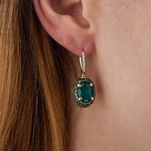 18kt yellow gold medium double-faced Nanis drop earrings with multi-coloured gemstones. Perspective | Italian Brand. FRIDA | Fine Jewellery.