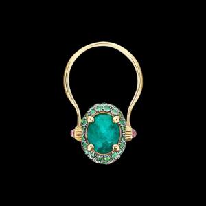 18kt yellow gold medium double-faced Nanis ring with multi-coloured gemstones. Front | Italian Brand. FRIDA | Fine Jewellery.