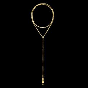 18kt yellow gold slim convertible Ivy Nanis statement necklace. Long lariat | Italian Brand. FRIDA | Fine Jewellery.