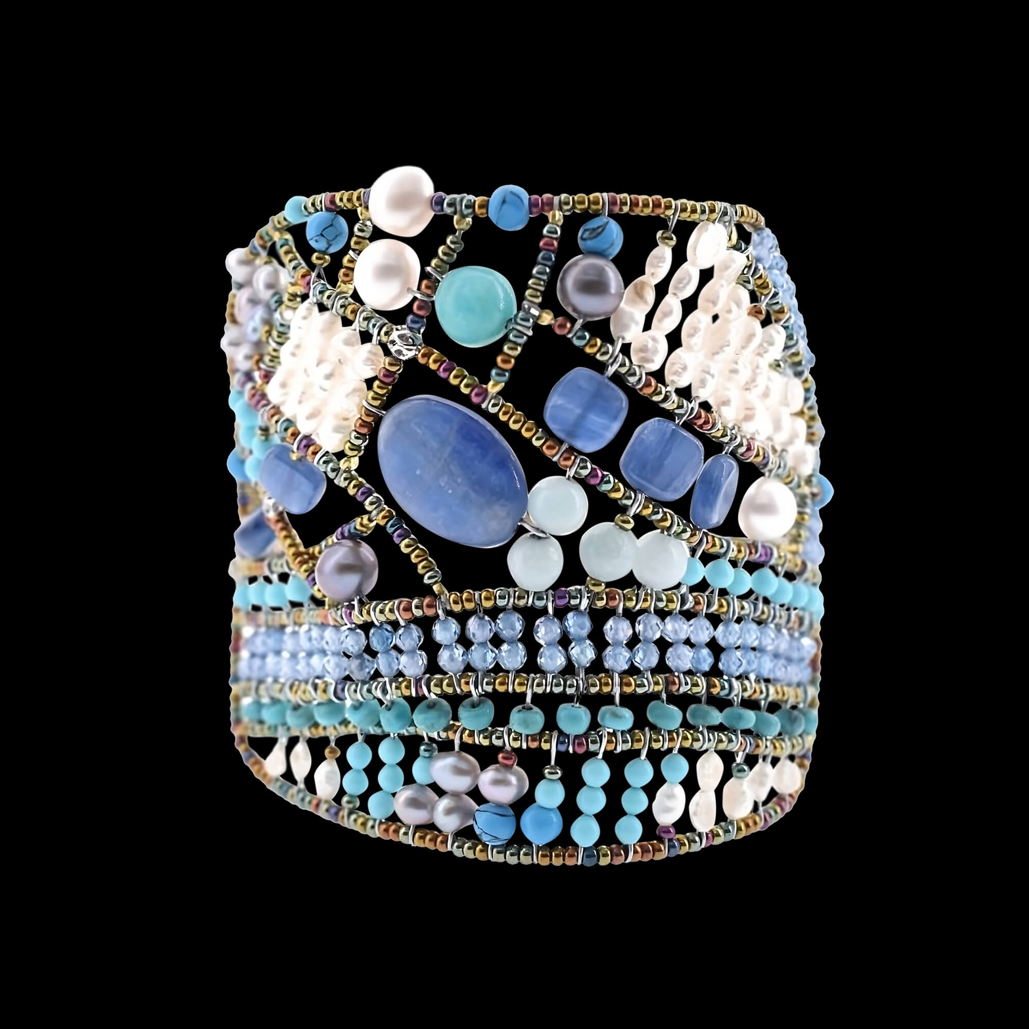 Azul Shinju bracelet with semi precious stones, amazonite, kyanite and sterling silver | ZIIO. FRIDA | Fine Jewellery.