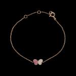 Custom 18kt pink gold butterfly bracelet with pink sapphires and white diamonds. FRIDA | Fine Jewellery.