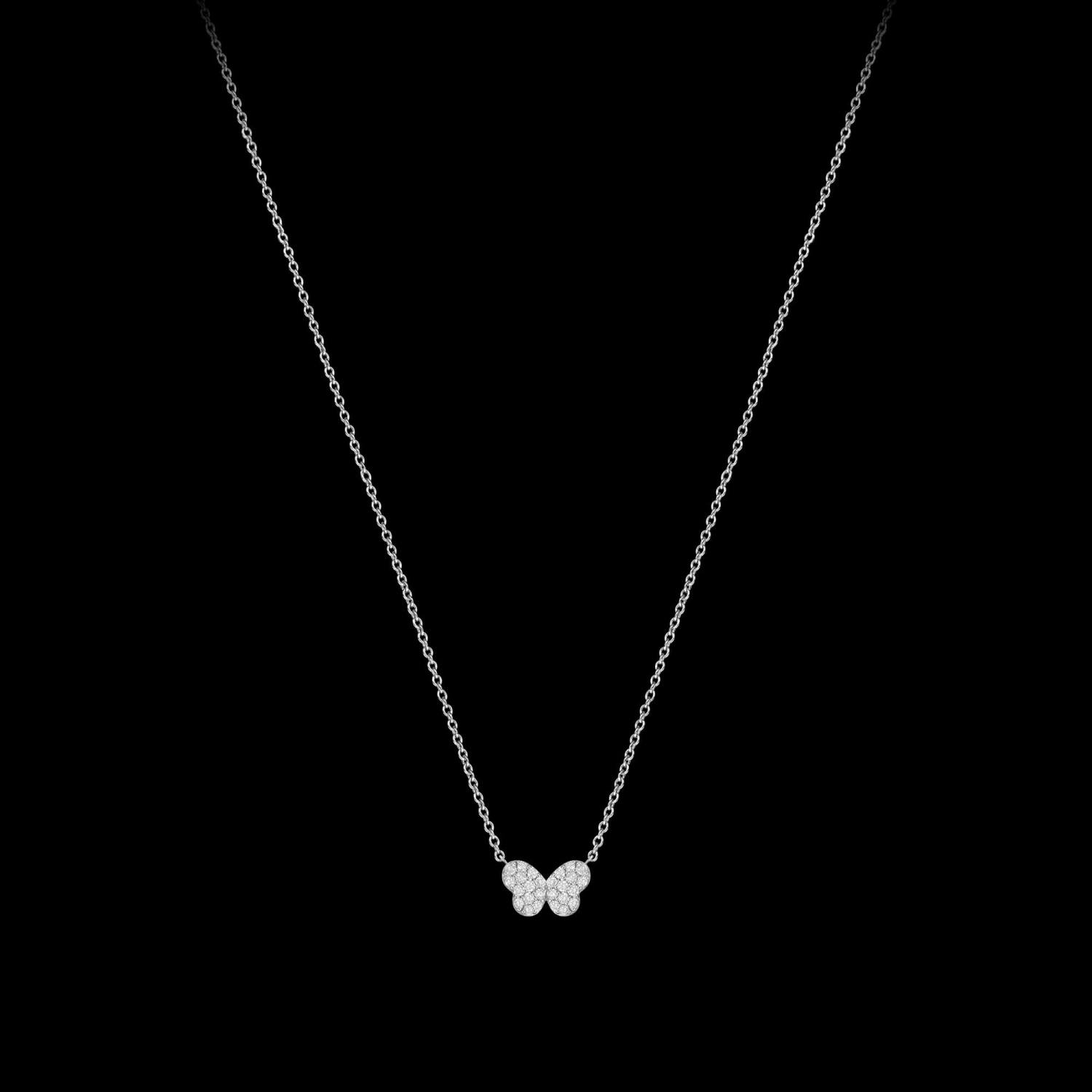 Custom 18kt white gold butterfly necklace with diamonds. FRIDA | Fine Jewellery.