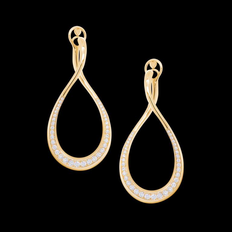 Custom 18kt yellow gold twisted hoop earrings with diamonds | FRIDA | Fine Jewellery.