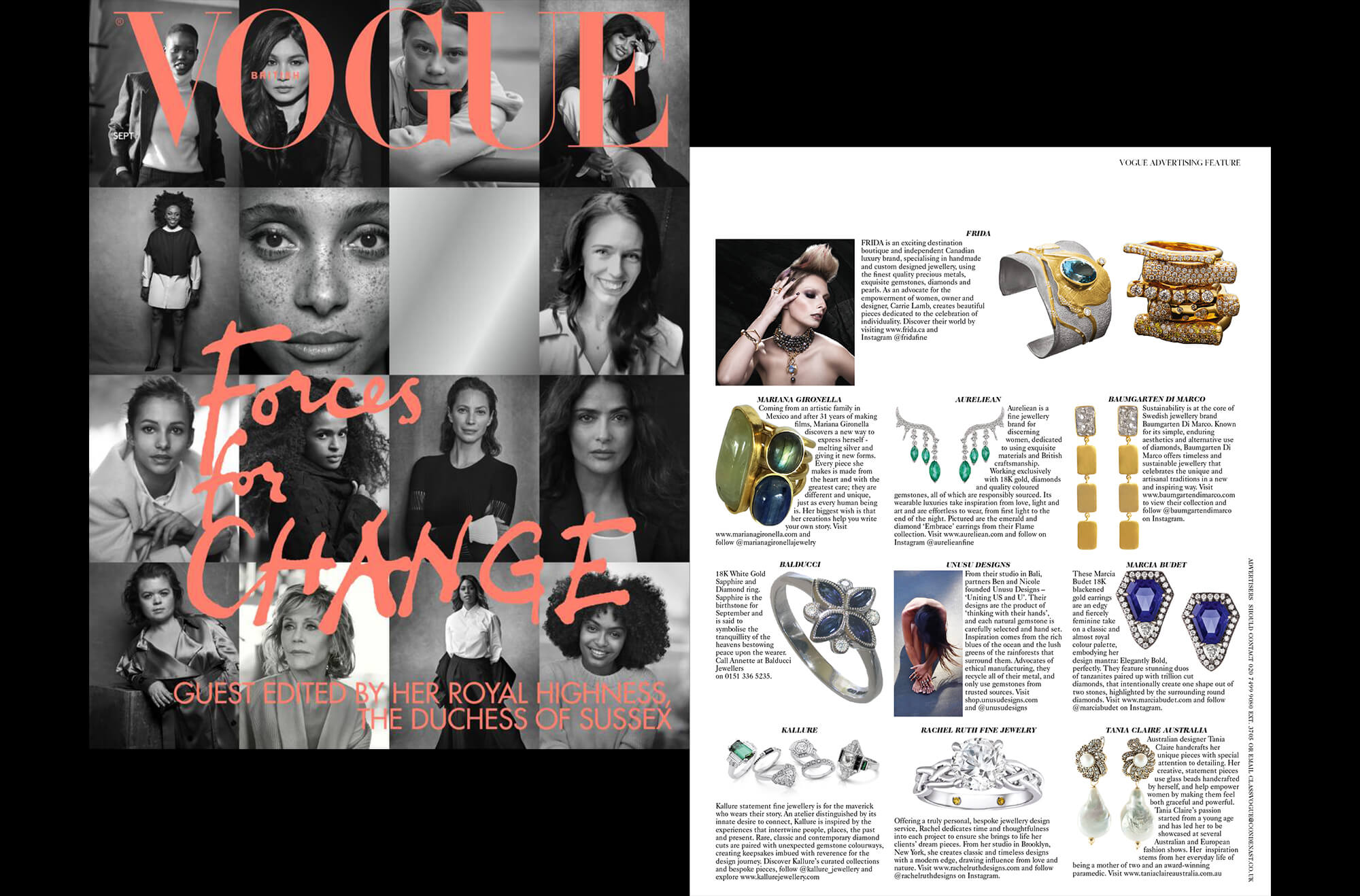 FRIDA. British Vogue. September Issue 2019. Jewellery Designer.