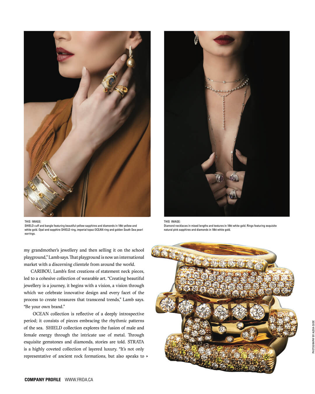 Frida Company Profile. Living Luxe Magazine. Toronto lifestyle. Strata Collection. FRIDA | Fine Jewellery.
