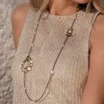 Handmade Italian Shinju wrap necklace with morganite, mother of pearl, silver and murano glass beads. ZIIO. Featured brand. Model. FRIDA | Fine Jewellery.